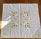 Vintage Embroidered Tablecloth Applique Flowers Luncheon High Tea 34" 4 Napkins