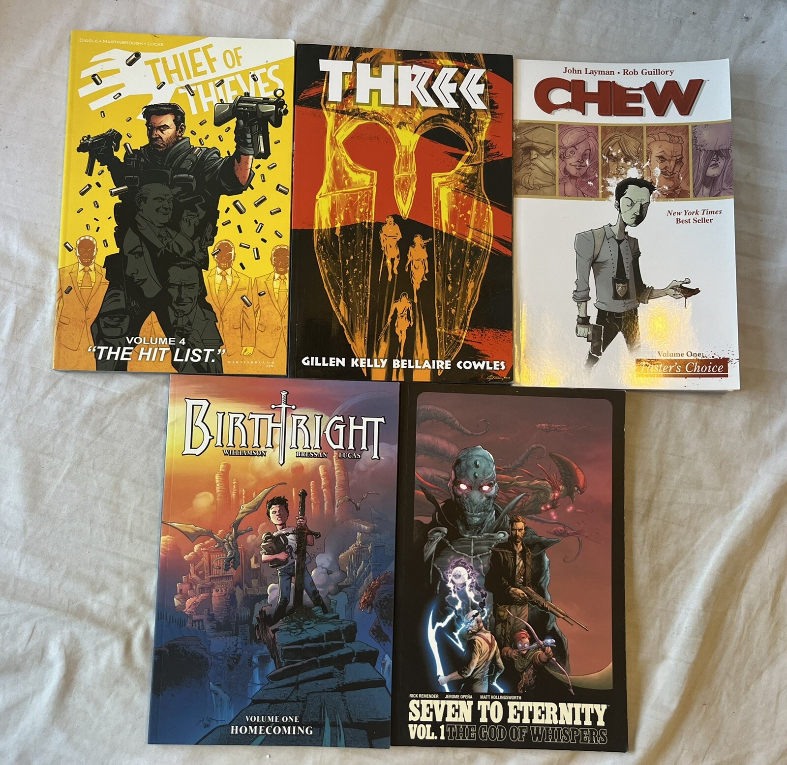 Image Comics Graphic Novels. Lot of 5. Birthright, Chew, Three. All High Grade