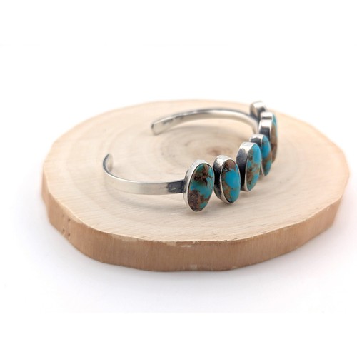 Genuine Navajo Bracelet Handmade Native American Cuff Silver Turquoise sz 6.5 * - Picture 3 of 9