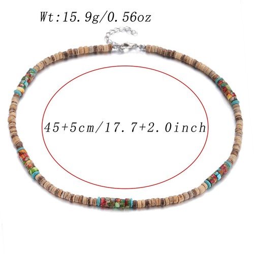 Tribal Coconut Beads Necklace Men Ethnic Bohemia Puka Shell Surfer Necklace - Picture 48 of 63
