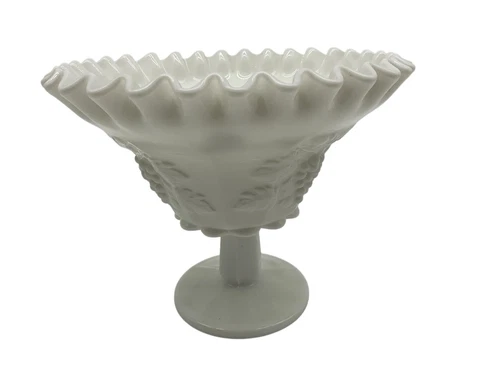 WESTMORELAND Compote Vintage Paneled Grape Milk Glass MCM Collectible Cottagecor