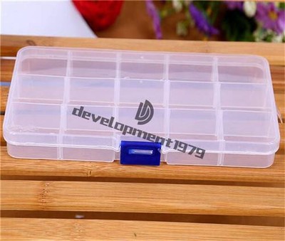   Organizer Storage Beads 15 Slots Jewelry Adjustable Tool Box Case Plastic #D7