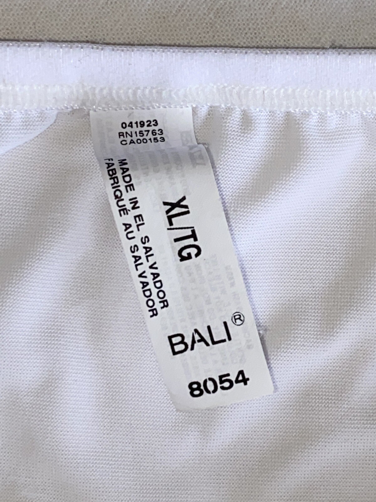 Bali Nylon 8054 XL Bikini Panties Underwear White Hi… Gem