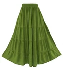 BeautyBatik Avocado green Women BOHO Gypsy Long Maxi Tiered Peasant Skirt 1X