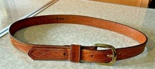 Women's SZ 30 SMALL FRYE TAN LEATHER DECORATIVE STITCHED COWGIRL BELT 611101