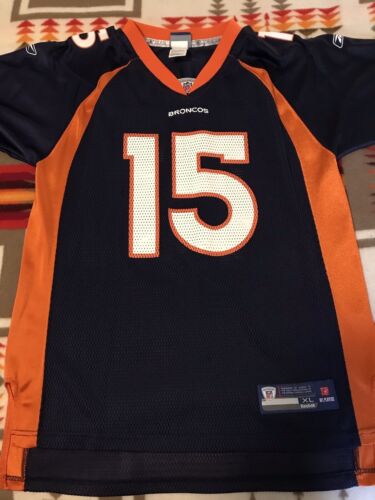 Maglietta Denver Broncos Tim Tebow Reebok ragazzo taglia XL 18-20 blu arancione NFL - Foto 1 di 10