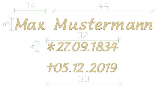 🪦 Grabschrift Bronze/Edelstahl zusammenhängende Schriftzüge Steinmetzqualität🪦 - Bild 3 von 5