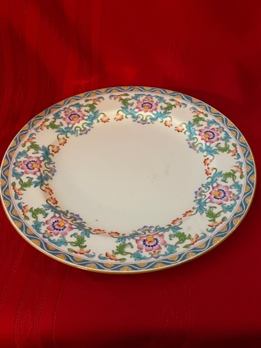 Minton RN 566884 9” Luncheon Salad Plate Aqua Green Multi Scrolls Floral England