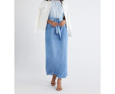 Time and Tru Womens Maxi Halter Dress with Belt