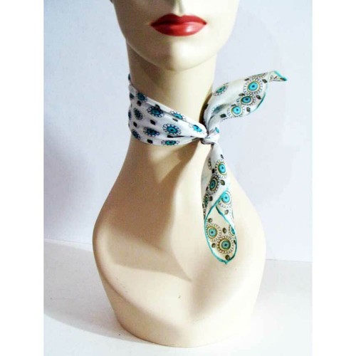 Bufanda vintage Carol Stanley mezcla de seda rayón 16-1/2" dobladillo cuadrado enrollado a mano como nueva - Imagen 1 de 9