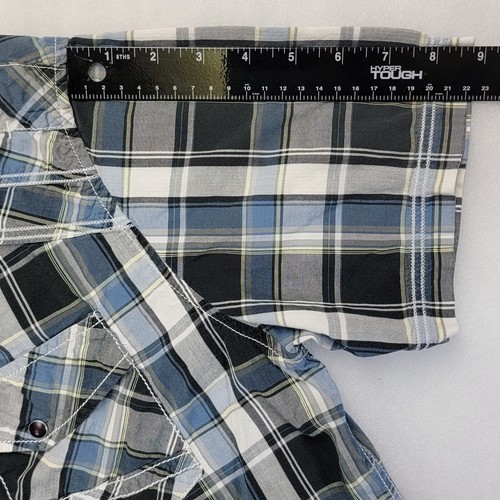 Buckle BKE Men's Western Pearl Snap Slim Button Up Shirt Sz M Plaid Short Sleeve - Picture 15 of 17