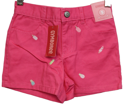 2010 Gymboree Popsicle Party Shorts sz 5 Pastel Pink Pockets Embroidery Adjustab - Picture 1 of 4