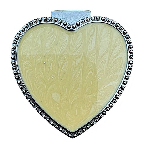 Silver and amber tone heart-shaped trinket box 2.5”x 2.5”x 1” - Picture 1 of 6
