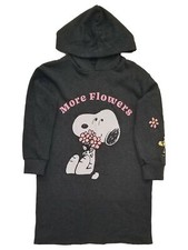 Peanuts Girls Snoopy Woodstock Gray  Pink More Flowers Dress w/ Hood