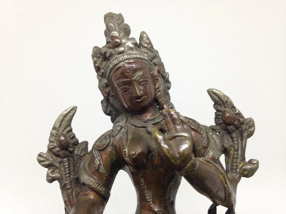 Tara Female Tibetan Buddha Hand Cast Bronze with silver and copper. #tarabuddha  — 第 2/4 张图片