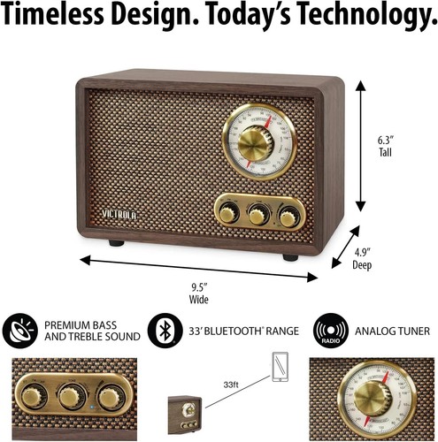 Victrola Willow Bluetooth Radio mit integrierten Lautsprechern, eleganter Klassiker Retro - Bild 6 von 8
