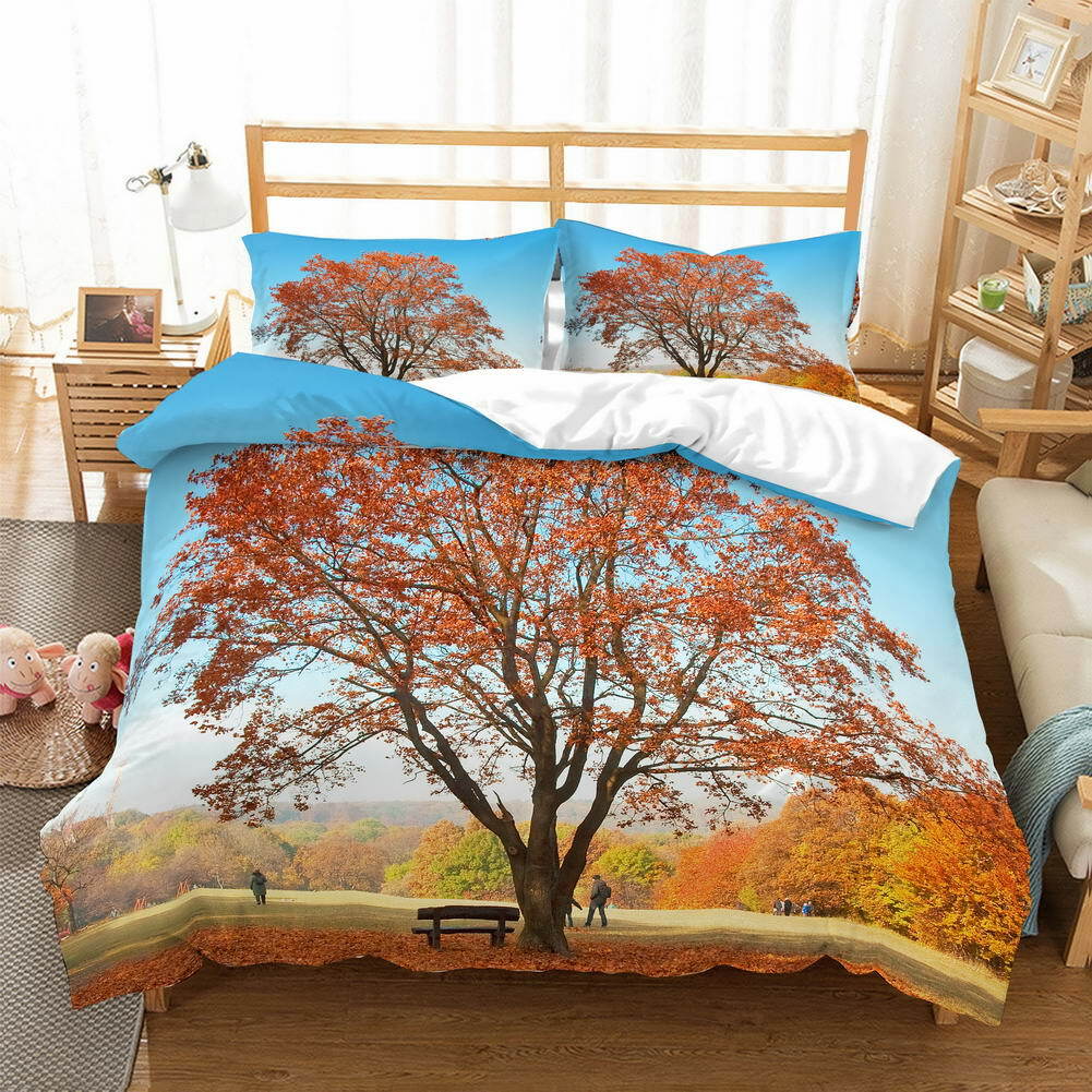 Big Trees People 3D Quilt Duvet Doona Cover Set Single Double Queen King Print Big Trees People 3D Quilt Duvet Doona Cover Set Single Double Queen King Print