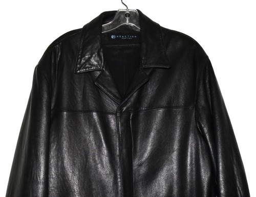 Kenneth Cole Reaction Black Soft Leather Insulated Mens Zipper Jacket Size M - Picture 4 of 11