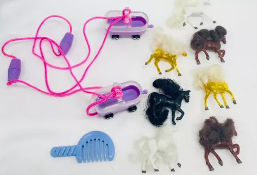 Vintage Polly Pocket Clone Happy Trails Club Horse & Trailer Necklace Lot