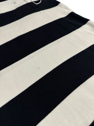 Burberry London Polo Shirt Mens M Navy Blue & White Stripe Logo Cotton Slim Fit - Picture 5 of 8
