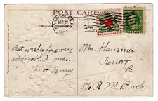 Harrisburg PA 1909 Christmas Postcard w/ Christmas Seal Tied