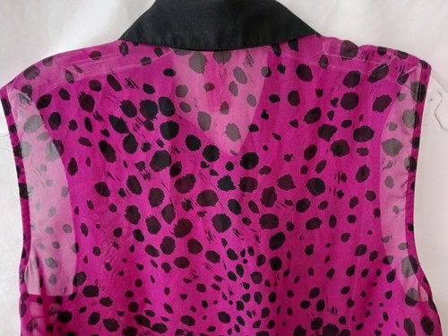 No Boundaries Sheer Top Maroon-Black Polka Dot Sz XL Sleeveless Button-Up Blouse - Picture 6 of 11