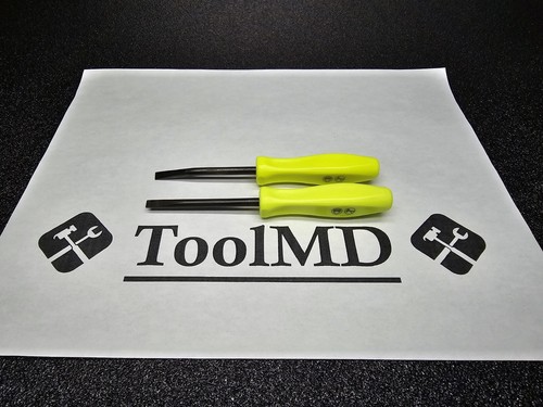 Snap-on Tools NEW 2pc HI VIZ 5" Straight Bent Mini Pocket Prybars PBMB5 PBMS5 - Picture 6 of 6