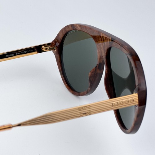 Gucci Herren Sonnenbrille Schwarz Gold Havanna Grau Pilotenbrille GG1515S 001 BRANDNEU - Bild 5 von 13