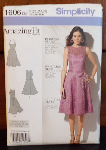 Abito Misses Simplicity modello cucito 1606 svasato 3 stili taglie 4-12 FF NON TAGLIATO - Foto 2 di 6
