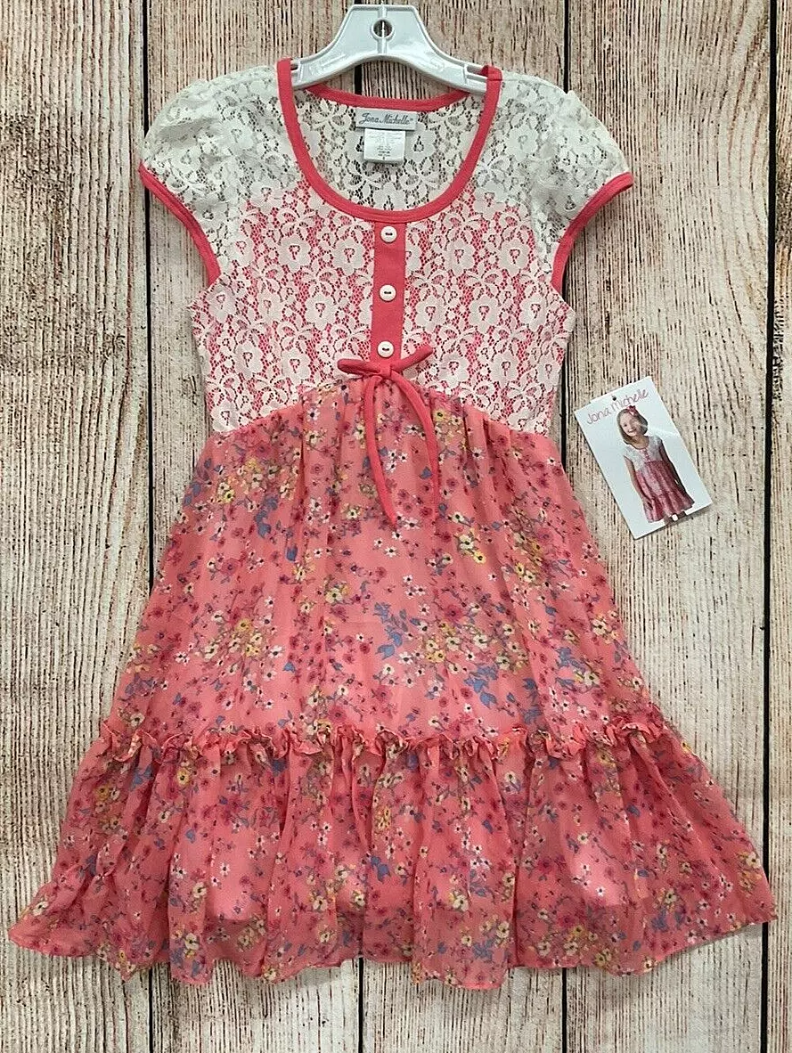 Jona Michelle Kids Girl s Sundress Pink floral Size 8 NWT BEAUTIFUL