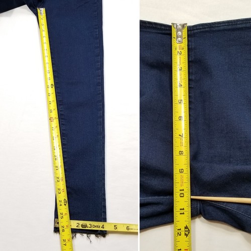 Free People Women Size 26 Blue Jeggings Jeans Dark Wash Mid Rise Raw Hem Pockets - Picture 6 of 7