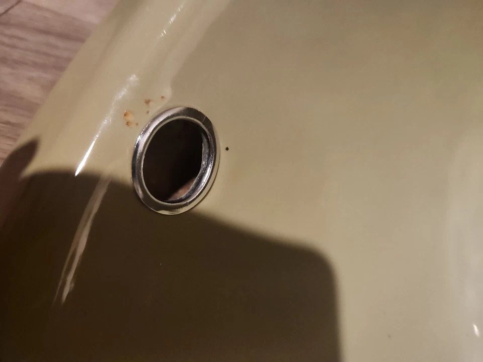 Fregadero de baño de hierro fundido verde aguacate Kohler 1976 vintage 18" Foto 4 de 4