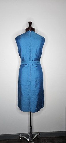Vintage 1960s 1970s Teal Carol Craig Belted Shift Dress With Pockets! Size Large - Picture 3 of 5