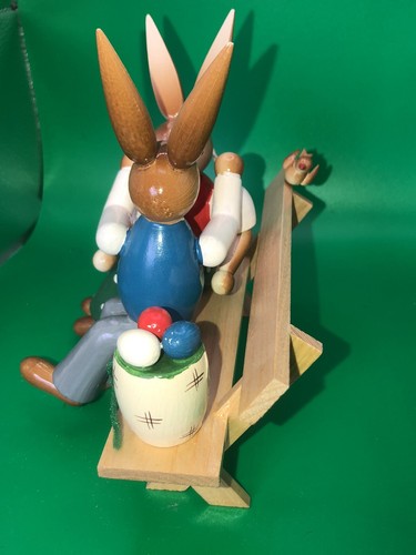 Altes Erzgebirge Osterhasen, Hasenliebespaar so aus den 60 /70gern Osterdeko - Bild 4 von 8