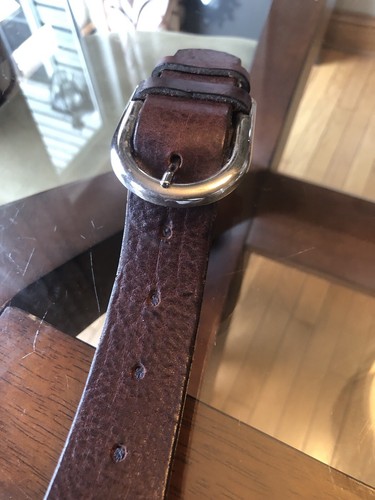 Women/Girl’s Brown Genuine Leather Belt, D-Ring Silver Buckle - Picture 3 of 7