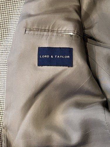 Ralph Lauren Beige Gray Check Wool Silk Mens 44 R Blazer Suit Jacket Sport Coat - Picture 12 of 17