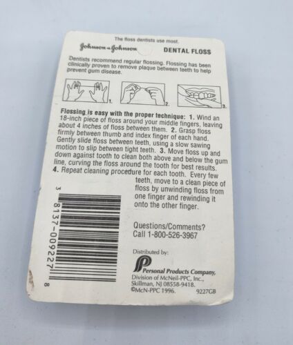 Filo interdentale cerato Johnson & Johnson Reach vintage 1996 100 iarde NOS Prop - Foto 2 di 2