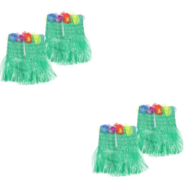 4 Pcs Hawaii Strohrock Hula-Kostüm Für Mädchen Abschlussball Corsage 4 Pcs Hawaii Strohrock Hula-Kostüm Für Mädchen Abschlussball Corsage