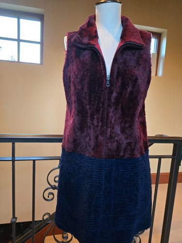 DROMe Shearling Lammfell Weste M Wildleder Leder Damen Mantel Jacke Colorblock S