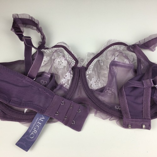 ALEGRO Sheer with Lace Underwire Sexy Lingerie Bra - Violet 9003 - 30-40 NWT - Picture 6 of 7