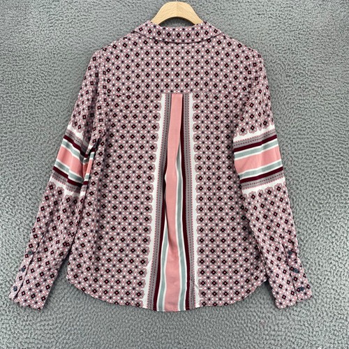 Boden Top Women 6R Pink Floral Stripe Button Up Collar Long Sleeve Blouse Casual - Picture 3 of 10
