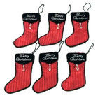 Vintage Miniature Christmas Stocking Ornaments Set Of 6 Burgundy Black Elegant