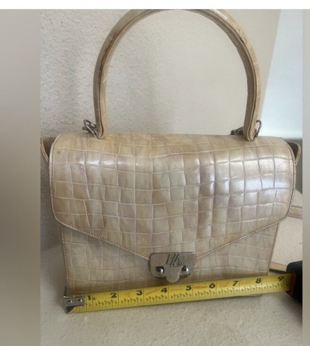 Escada Cream Leather Top Handle Bag Purse Small Shoulder Strap - Picture 7 of 10