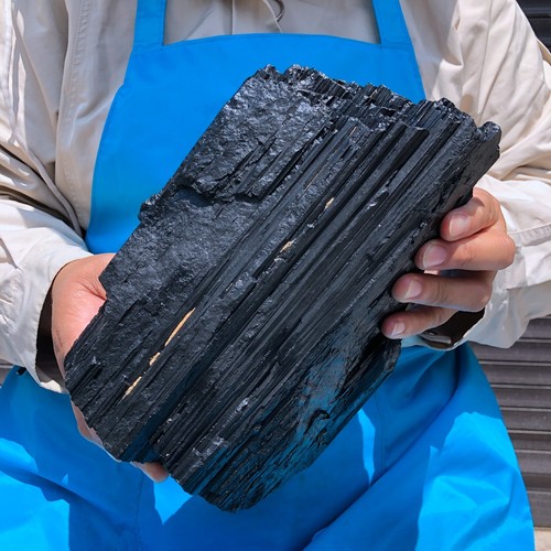 10.93LB Large Natural Black Tourmaline Crystal Gemstone Rough Mineral Specimen - Picture 20 of 24