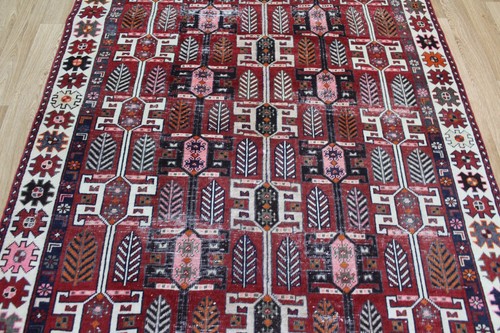 ALFOMBRA DE LANA ORIENTAL BAKHTIARII PERSA ANTIGUA HECHA A MANO 286 X 141 CM - Imagen 6 de 12