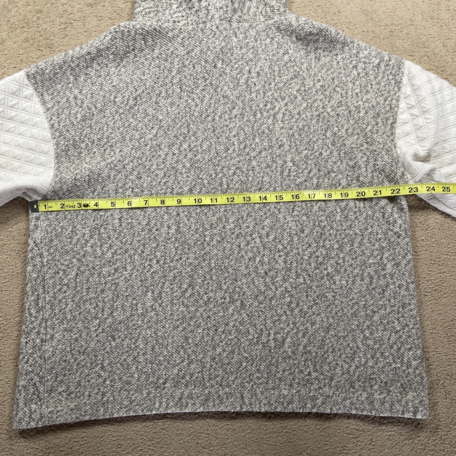 OFF WHITE Felpa con cappuccio Madewell donna manica trapuntata grigio avorio grigio medio