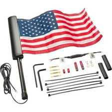 Ciro 70610 Black Flagpole with US Flag & LED Light