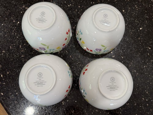 4er Set Martha Stewart Collection exklusiv für Macys Blumen Suppe Salat Schüsseln - Bild 4 von 7