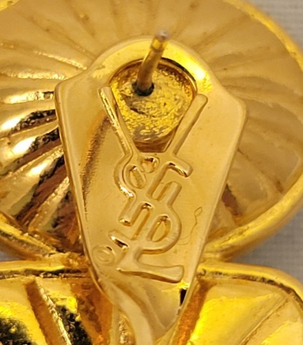 Yves Saint Laurent Ohrringe Blau Kristall & Weiß Pyramide Glas Gripoix Goldfarben - Bild 5 von 5