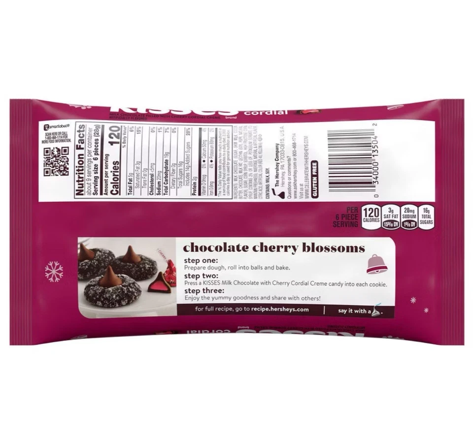 🟢 Nuevo Limitado Navidad Hershey CHERRY CORDIAL Crema Relleno Chocolate con Leche 9oz Foto 2 de 2